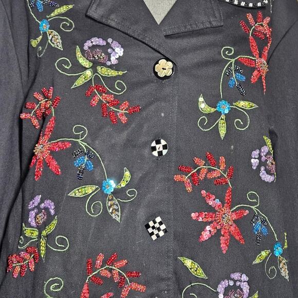 Black Sequin Embellished Blazer Jacket Size XL - Picture 4 of 4